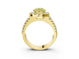 Yellow gold Fancy Yellow Round  Halo Diamond Split Shank Engagement Ring with Prong Setting_78
