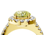 Yellow gold Fancy Yellow Round  Halo Diamond Split Shank Engagement Ring with Prong Setting_79