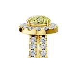 Yellow gold Fancy Yellow Round  Halo Diamond Split Shank Engagement Ring with Prong Setting_80
