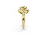 Yellow gold Fancy Yellow Round  Halo Diamond Split Shank Ring with Milgrain Detail_31