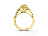Yellow gold Fancy Yellow Round  Halo Milgrain Solitaire with Bezel Set Side Stones and Pave Band_35