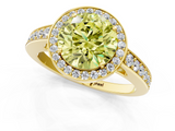 Yellow gold Fancy Yellow Round  Halo Pavé Diamond Engagement Ring with Bezel Setting_1