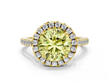 Yellow gold Fancy Yellow Round  Halo Pavé Diamond Engagement Ring with Four-Prong Setting_3