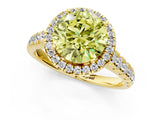 Yellow gold Fancy Yellow Round  Halo Pavé Diamond Engagement Ring with Four-Prong Setting_32