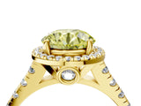 Yellow gold Fancy Yellow Round  Halo Pavé Diamond Engagement Ring with Four-Prong Setting_35