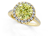 Yellow gold Fancy Yellow Round  Halo Pavé Diamond Engagement Ring with Four-Prong Setting_4