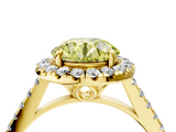 Yellow gold Fancy Yellow Round  Halo Pavé Diamond Engagement Ring with Four-Prong Setting_7