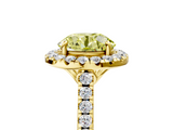 Yellow gold Fancy Yellow Round  Halo Pavé Diamond Engagement Ring with Four-Prong Setting_8