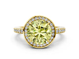 Yellow gold Fancy Yellow Round  Halo Pave Band Solitaire Ring with Prong Setting_29