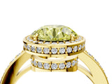 Yellow gold Fancy Yellow Round  Halo Pave Band Solitaire Ring with Prong Setting_33