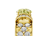 Yellow gold Fancy Yellow Round  Halo Pave Diamond Engagement Ring with Milgrain Detailing_54