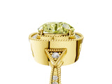 Yellow gold Fancy Yellow Round  Halo Round Diamond Milgrain Pave Engagement Ring_8