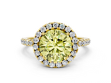 Yellow gold Fancy Yellow Round  Halo Round Diamond Pavé Band Four-Prong Ring_3
