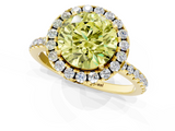 Yellow gold Fancy Yellow Round  Halo Round Diamond Pavé Band Four-Prong Ring_4