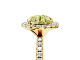 Yellow gold Fancy Yellow Round  Halo Round Diamond Pavé Band Four-Prong Ring_8