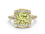 Yellow gold Fancy Yellow Round  Halo Round Diamond Pave Band with Four-Prong Setting_39