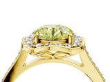 Yellow gold Fancy Yellow Round  Halo Round Diamond Pave Band with Four-Prong Setting_43