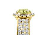 Yellow gold Fancy Yellow Round  Halo Round Diamond Pave Band with Prong Setting 1