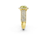 Yellow gold Fancy Yellow Round  Halo Round Diamond Pave Band with Prong Setting 4