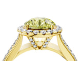 Yellow gold Fancy Yellow Round  Halo Round Diamond Pave Band with Prong Setting