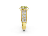Yellow gold Fancy Yellow Round  Halo Round Diamond Pave Band with Prong Setting_14