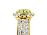 Yellow gold Fancy Yellow Round  Halo Round Diamond Pave Band with Prong Setting_17