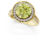 Yellow gold Fancy Yellow Round  Halo Solitaire Diamond Ring with Pave Band and Bezel Setting_30