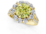 Yellow gold Fancy Yellow Round  Halo Split Shank Diamond Engagement Ring with Pave Band and Four-Prong Setting_1