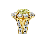 Yellow gold Fancy Yellow Round  Halo Split Shank Diamond Engagement Ring with Pave Band and Four-Prong Setting_5