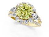 Yellow gold Fancy Yellow Round  Halo Split Shank Diamond Engagement Ring with Prong Setting_1