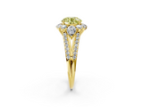 Yellow gold Fancy Yellow Round  Halo Split Shank Diamond Engagement Ring with Prong Setting_2