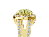Yellow gold Fancy Yellow Round  Halo Split Shank Diamond Ring with Four-Prong Setting_5
