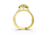 Yellow gold Fancy Yellow Round  Halo Split Shank Diamond Ring with Pavé Setting 3