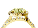 Yellow gold Fancy Yellow Round  Halo Split Shank Diamond Ring with Pavé Setting 4