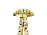 Yellow gold Fancy Yellow Round  Halo Split Shank Diamond Ring with Pavé Setting 5