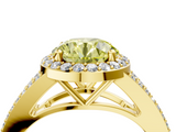 Yellow gold Fancy Yellow Round  Halo Split Shank Diamond Ring with Prong Setting_4
