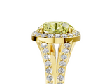 Yellow gold Fancy Yellow Round  Halo Split Shank Diamond Ring with Prong Setting_5
