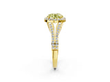 Yellow gold Fancy Yellow Round  Halo Split Shank Pave Diamond Ring with Four-Prong Setting_31
