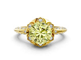 Yellow gold Fancy Yellow Round  Halo Split Shank Pave Diamond Ring with Petal Prong Setting_23
