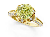 Yellow gold Fancy Yellow Round  Halo Split Shank Pave Diamond Ring with Petal Prong Setting_24