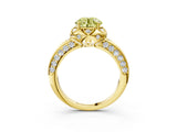 Yellow gold Fancy Yellow Round  Halo Split Shank Pave Diamond Ring with Petal Prong Setting_26