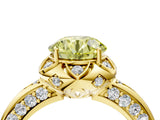 Yellow gold Fancy Yellow Round  Halo Split Shank Pave Diamond Ring with Petal Prong Setting_27