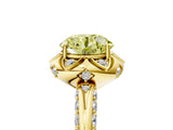 Yellow gold Fancy Yellow Round  Halo Split Shank Pave Diamond Ring with Petal Prong Setting_28