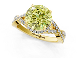 Yellow gold Fancy Yellow Round  Halo Twist Band Solitaire Prong Setting Ring_1