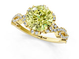 Yellow gold Fancy Yellow Round  Halo Twist Band Solitaire Ring with Six-Prong Setting_4