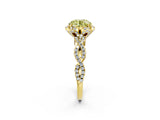 Yellow gold Fancy Yellow Round  Halo Twist Band Solitaire Ring with Six-Prong Setting_5