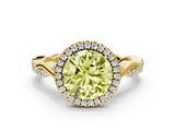 Yellow gold Fancy Yellow Round  Halo Twist Band Solitaire Ring