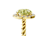 Yellow gold Fancy Yellow Round  Halo Twisted Band Four-Prong Diamond Ring_5