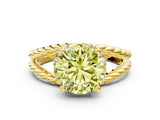 Yellow gold Fancy Yellow Round  Halo Twisted Band Four-Prong Ring_32