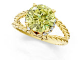 Yellow gold Fancy Yellow Round  Halo Twisted Band Four-Prong Ring_33